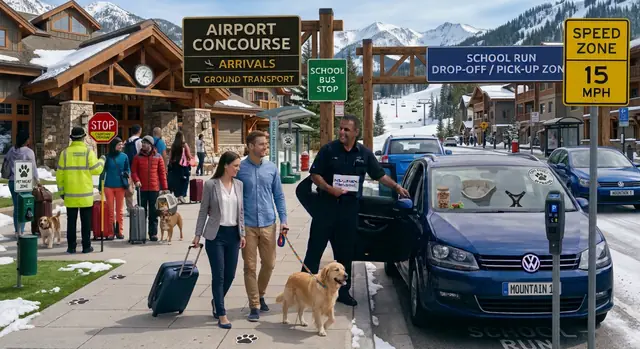 Driver welcoming passengers travelling with their dog